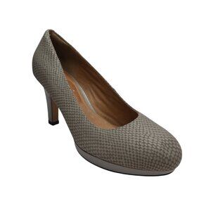 Clarks Deslie Bliss Gray Leather Snakeskin Print Pumps Heels Womens 10